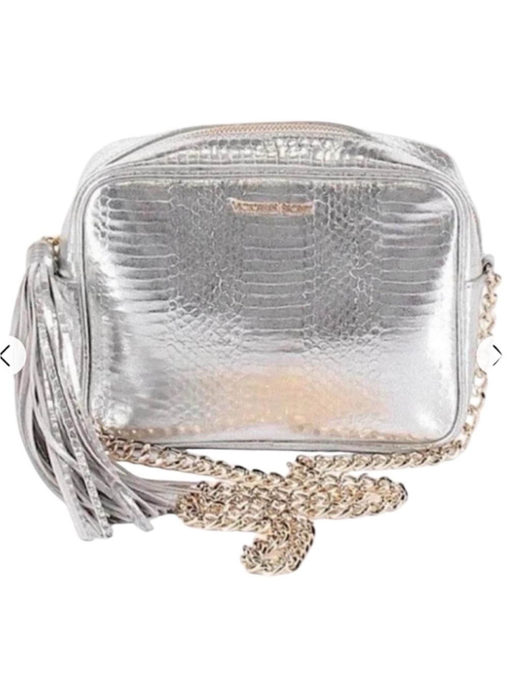 Victoria’s Secret Silver Crossbody Bag With Gold Link Chain Strap - Picture 1 of 4